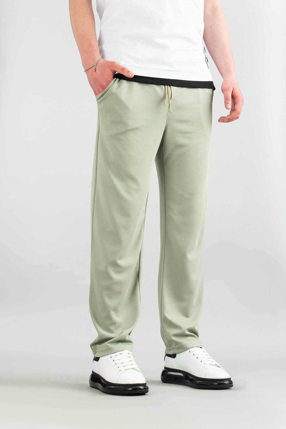 bombe-Men's Jogger Comfortable Fit Bagy Pants Fabric Belted Drawstring Lycra Fabric Canvas Blend Pants 6