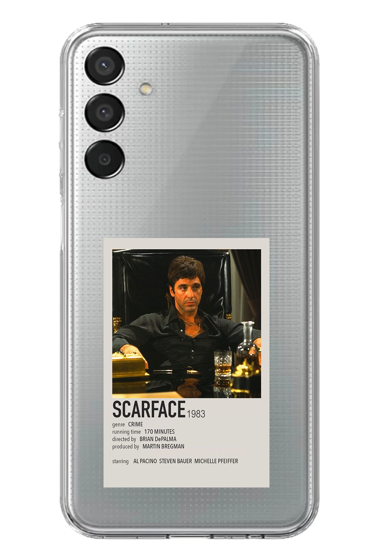 TechTree Samsung Galaxy M15 Uyumlu Scarface Mini Poster Tasarımlı Şeffaf Silikon Kılıf