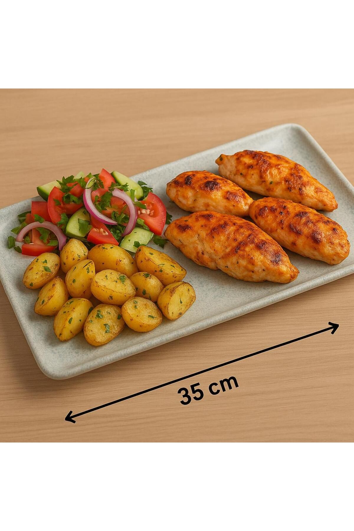 MAViHOME Tan Serisi 35 x 15 Cm Tavuk Dünyası Desenli Tabaklar Tekli