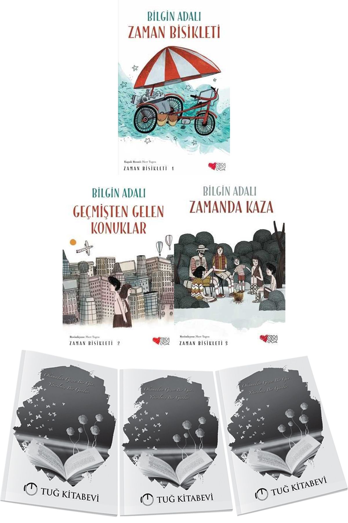 Can Yayınları Zaman Bisikleti-Geçmişten Gelen Konuklar-Zamanda Kaza 3lü Set Bilgin Adalı + Hediyeli