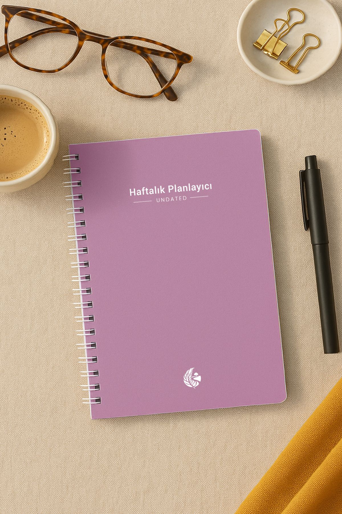 Süresiz Haftalık Aylık Planlayıcı Ajanda Alışkanlık Takipli Spiralli A5 Defter Pastel Lila