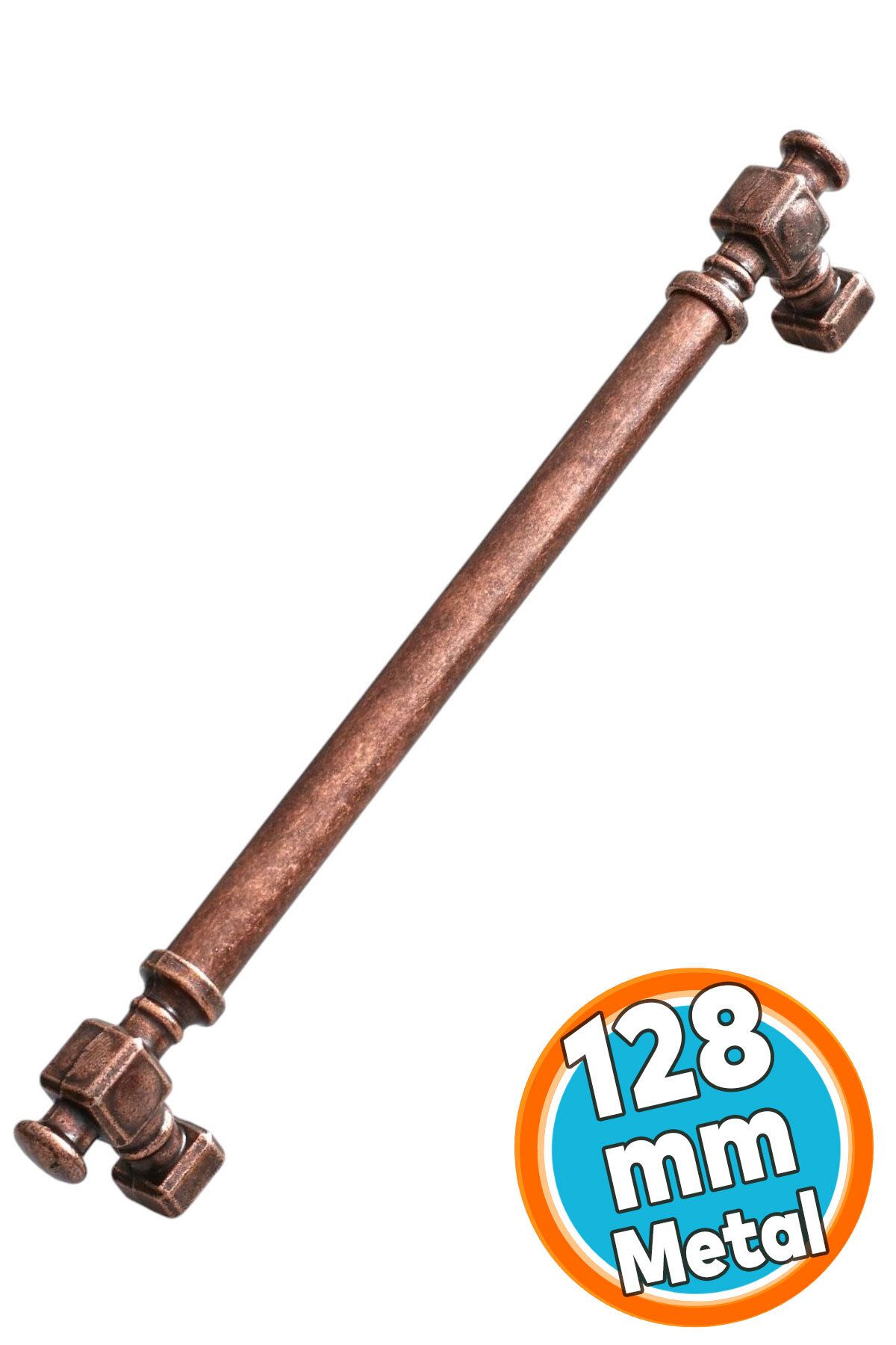 NZB Mobilya Mutfak Dolabı Dolap Kulpu Kulbu Kulpları Eskitme Antik Bakır Düz Metal 128 mm 12.8 cm