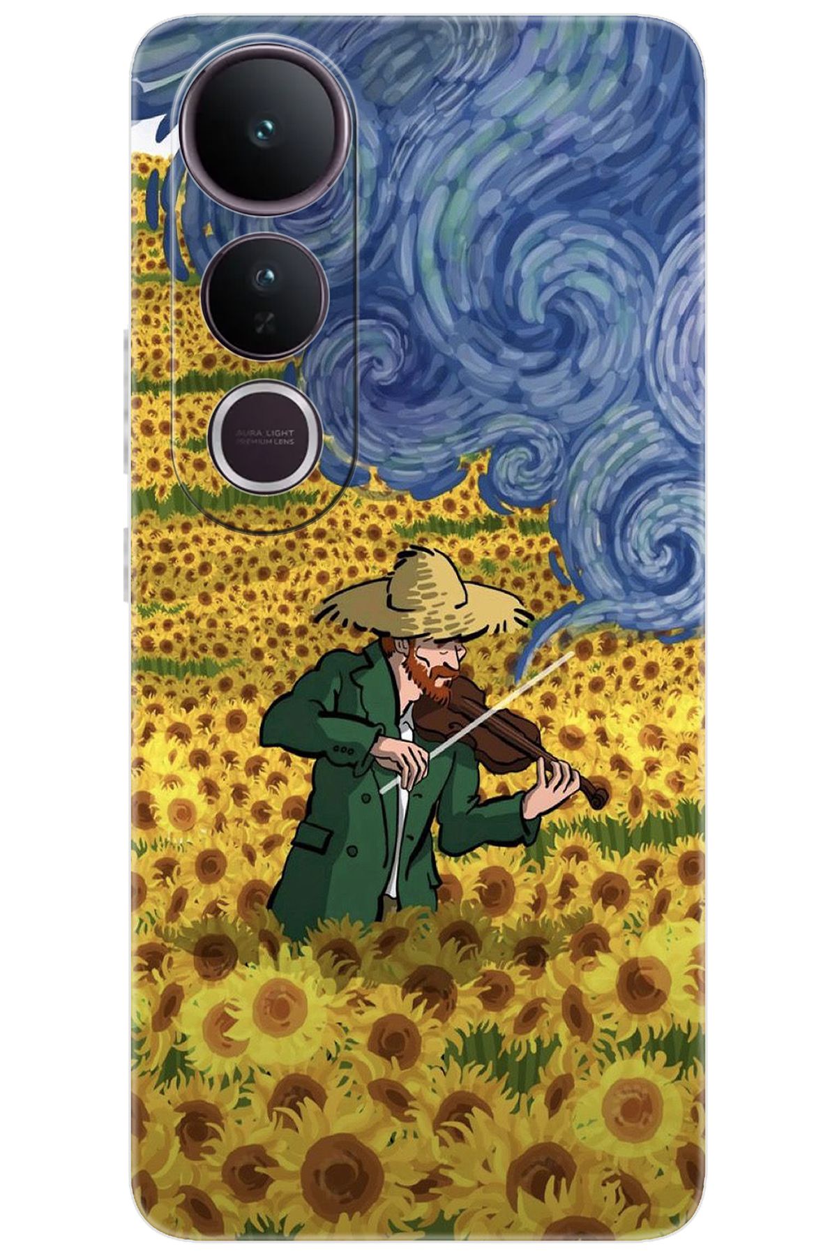 Ceppare Vivo V50 Lite 5G (V2441) Uyumlu Kılıf Desenli Silikon Sunflower Ayçiçeği Tarlası STK:756 CP-DGCdm0Q