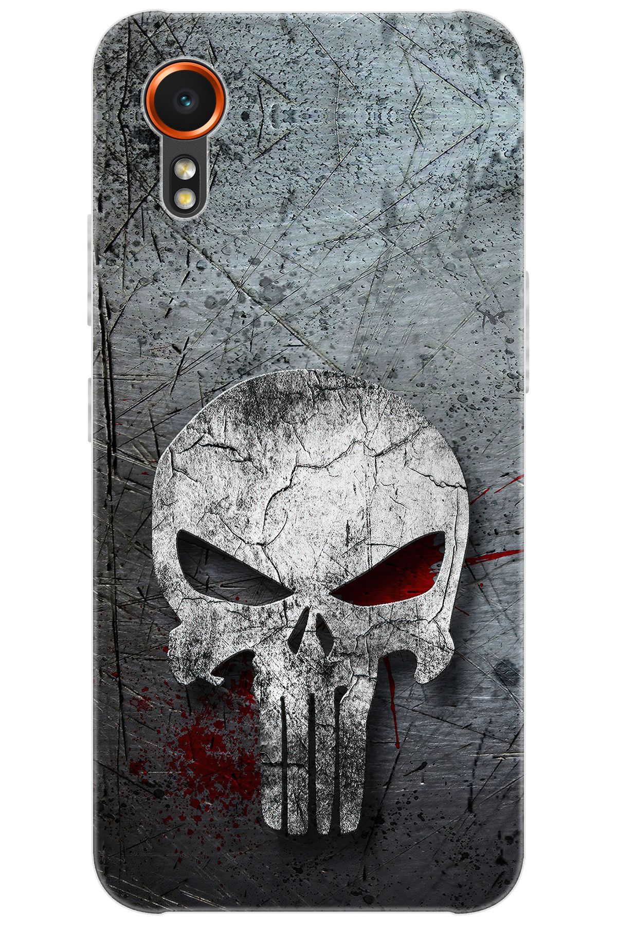Ceppare Samsung Galaxy XCover7 (SM-G556B) Uyumlu Kılıf Desen Baskı Silikon Gri Kuru Kafa STK:218 CP-E66MHdh