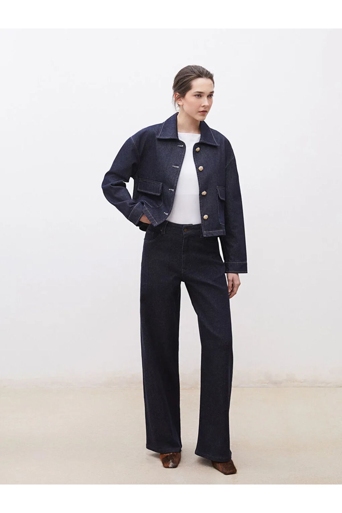 LC Waikiki Soulife Lacivert Wideleg Kadın Jean Pantolon