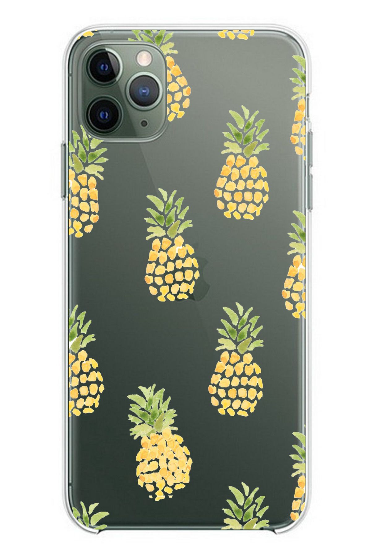 TechTree iPhone 11 PRO Uyumlu Ananas Tasarımlı Şeffaf Silikon Kılıf