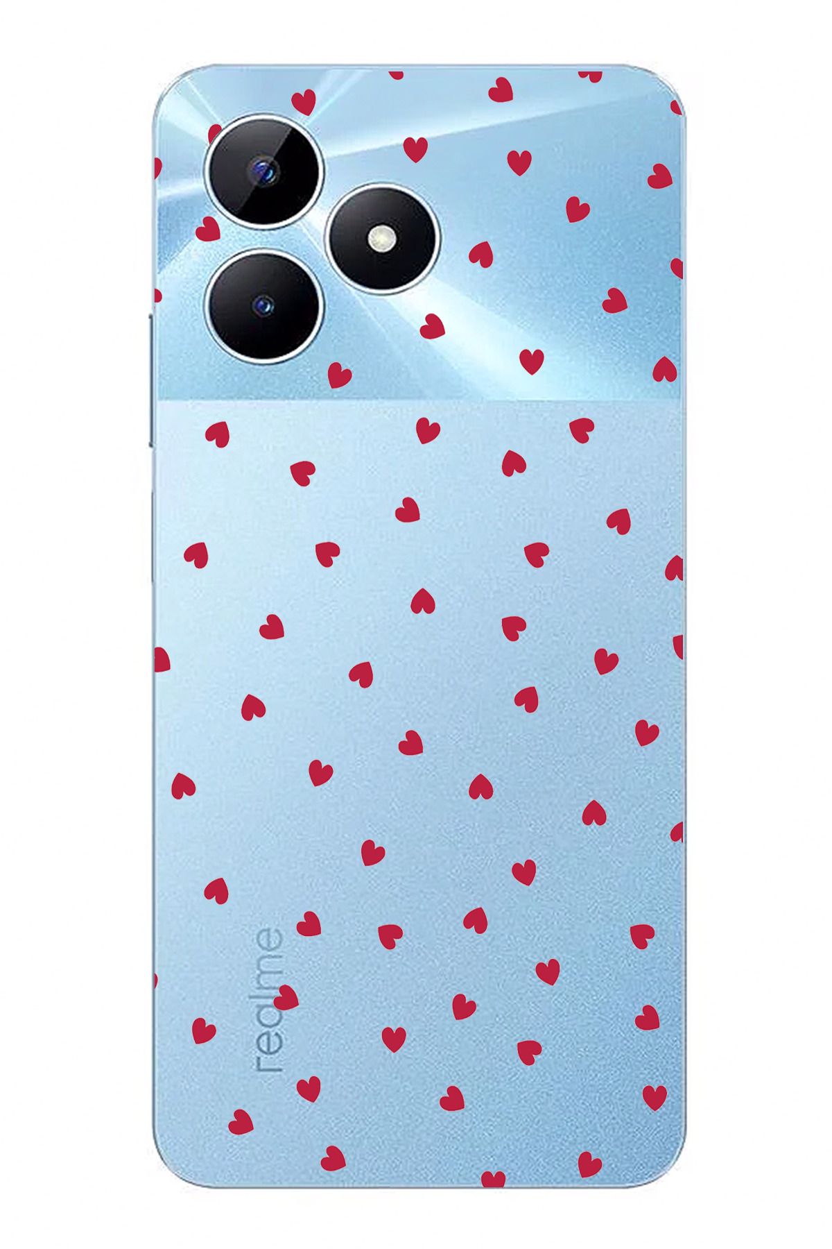 TechTree Realme Note 50 Uyumlu Kırmızı Kalpler Tasarımlı Şeffaf Silikon Kılıf