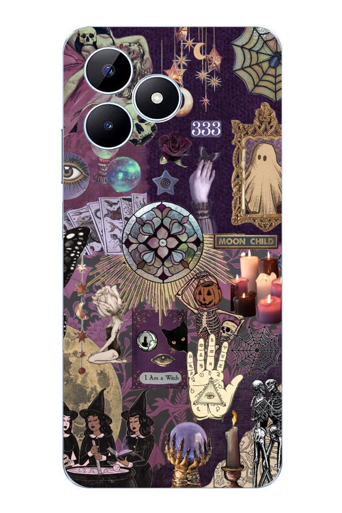 TechTree Realme Note 50 Uyumlu Hallowen Cadılar Astroloji Şeffaf Silikon Kılıf
