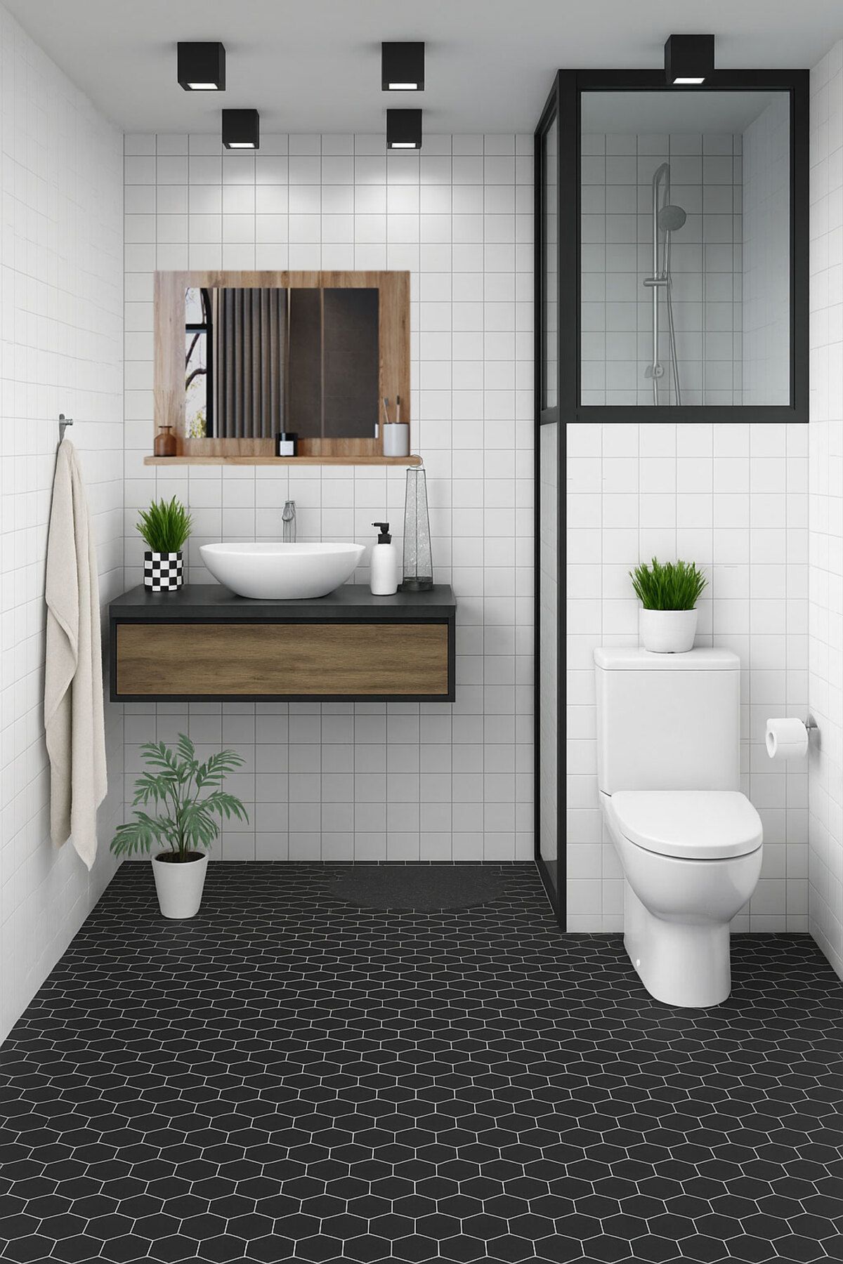 Teknor Yakut Stil 60x45 Atlantik Çam Raflı Banyo Aynası