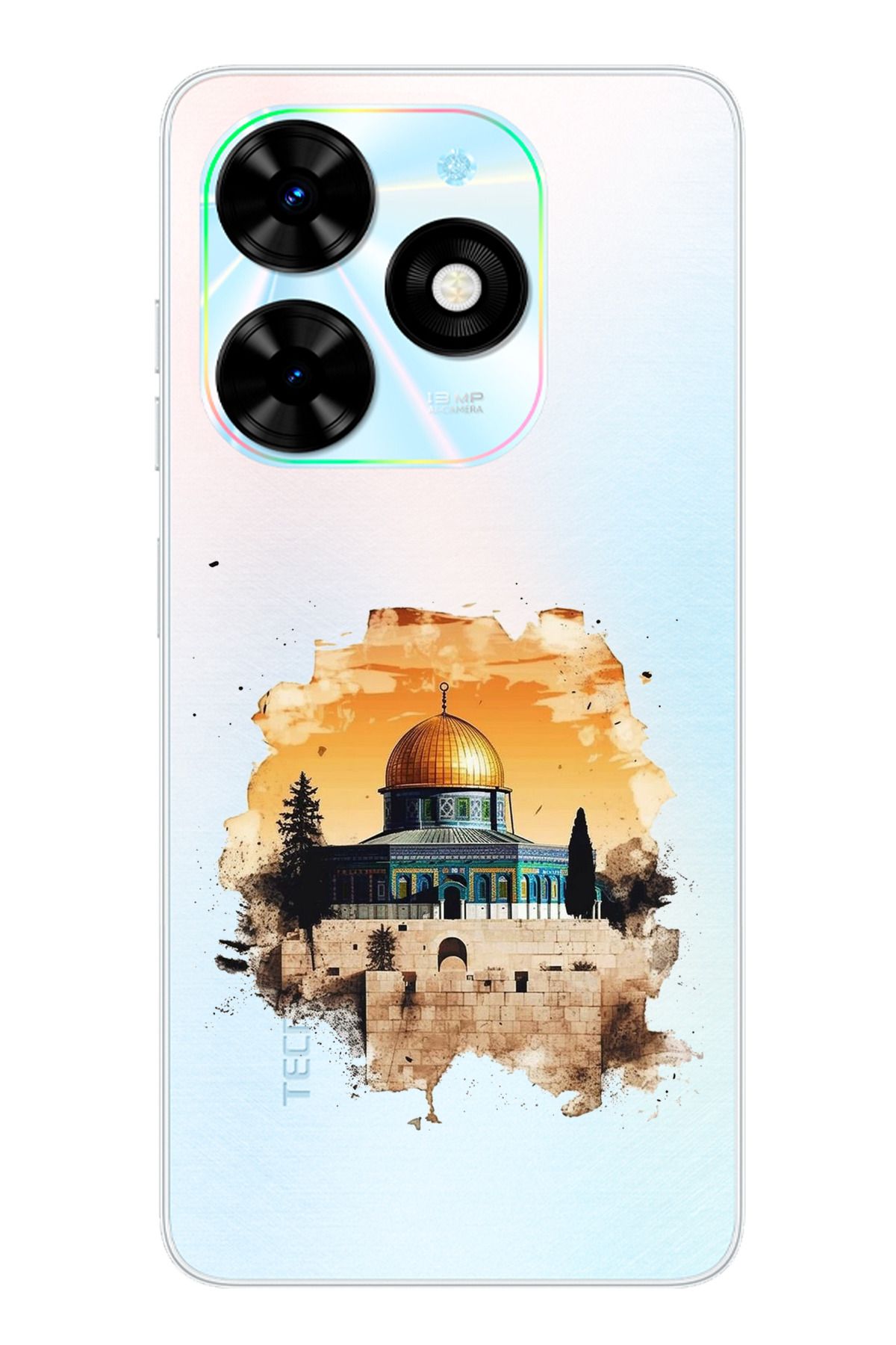 TechTree Tecno Spark 20 - 20C Uyumlu Mescid-i Aksa Tasarımlı Şeffaf Silikon Kılıf