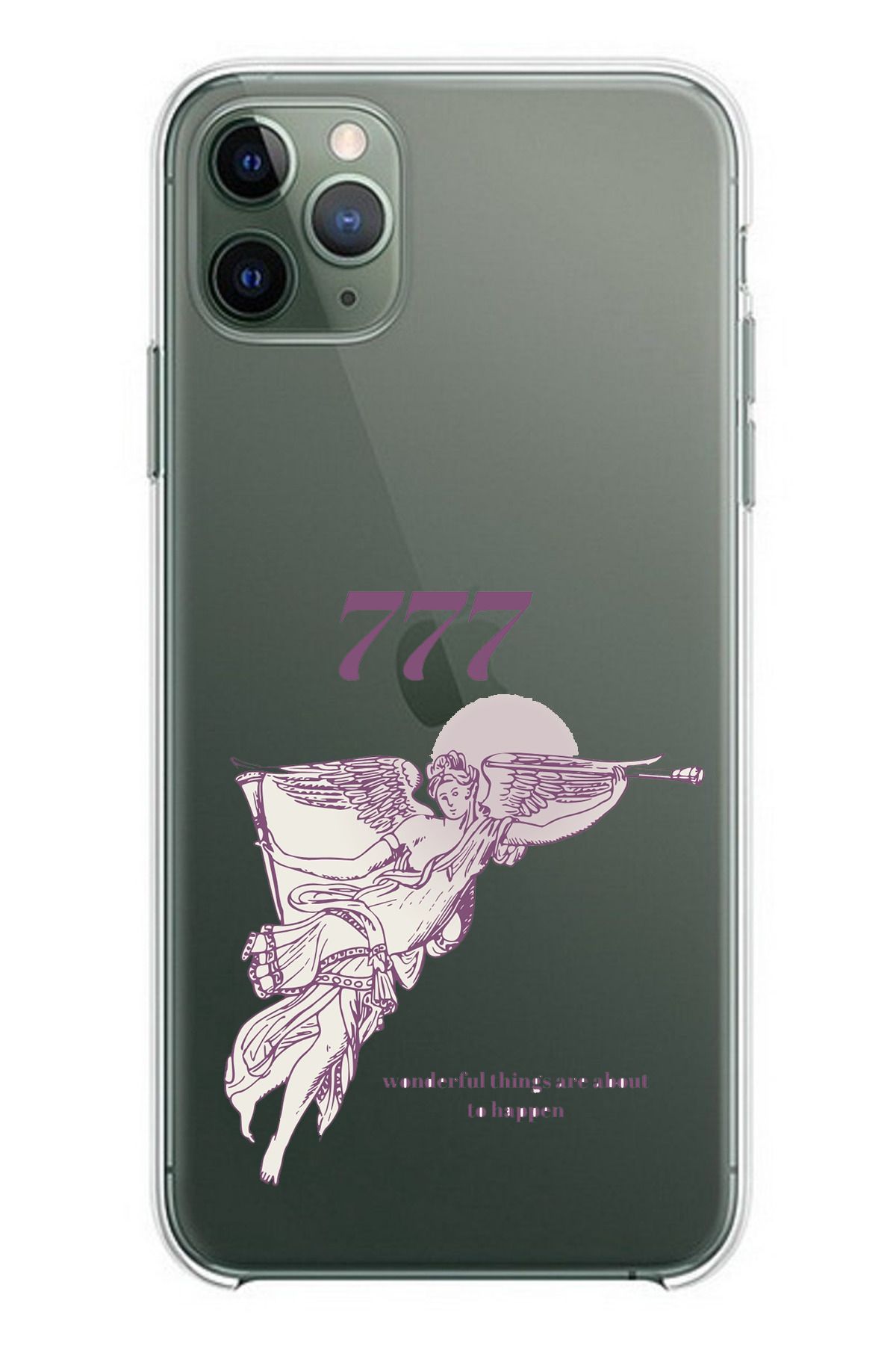 TechTree iPhone 11 PRO Uyumlu 777 Melek Tasarımlı Şeffaf Silikon Kılıf