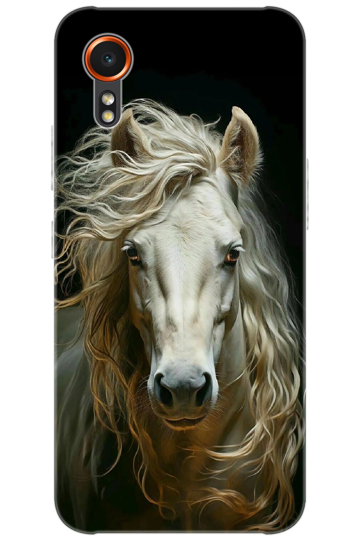 Ceppare Samsung Galaxy XCover7 (SM-G556B) Uyumlu Kılıf Desen Baskılı Silikon Beyaz At STK:689 CP-KdLZ0LY
