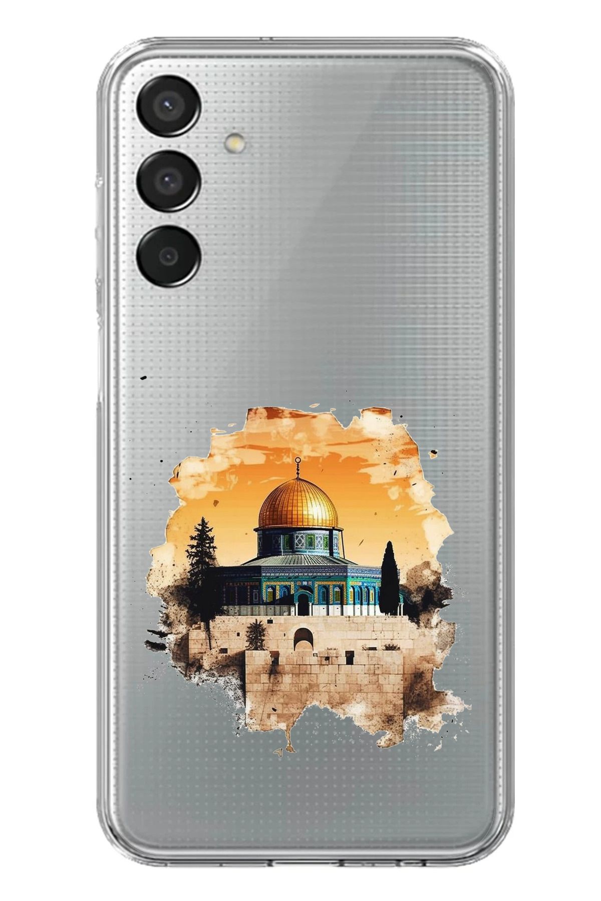 TechTree Samsung Galaxy M15 Uyumlu Mescid-i Aksa Tasarımlı Şeffaf Silikon Kılıf
