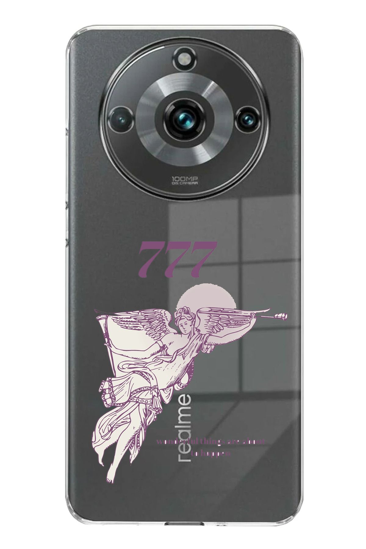 TechTree Realme 11 PRO - PRO PLUS Uyumlu 777 Melek Tasarımlı Şeffaf Silikon Kılıf
