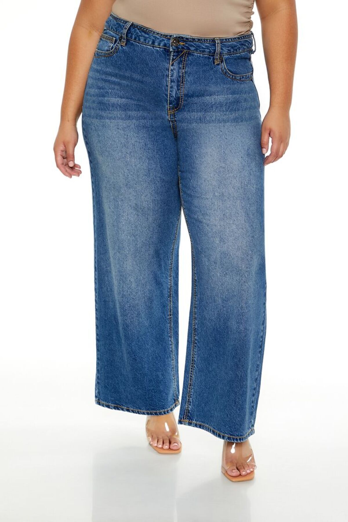 Forever 21 Plus Size Wide-Leg Jean Pantolon