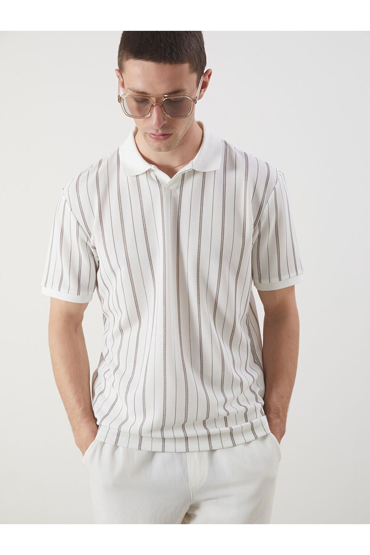 LC Waikiki Polo Yaka Çizgili Erkek Tişört
