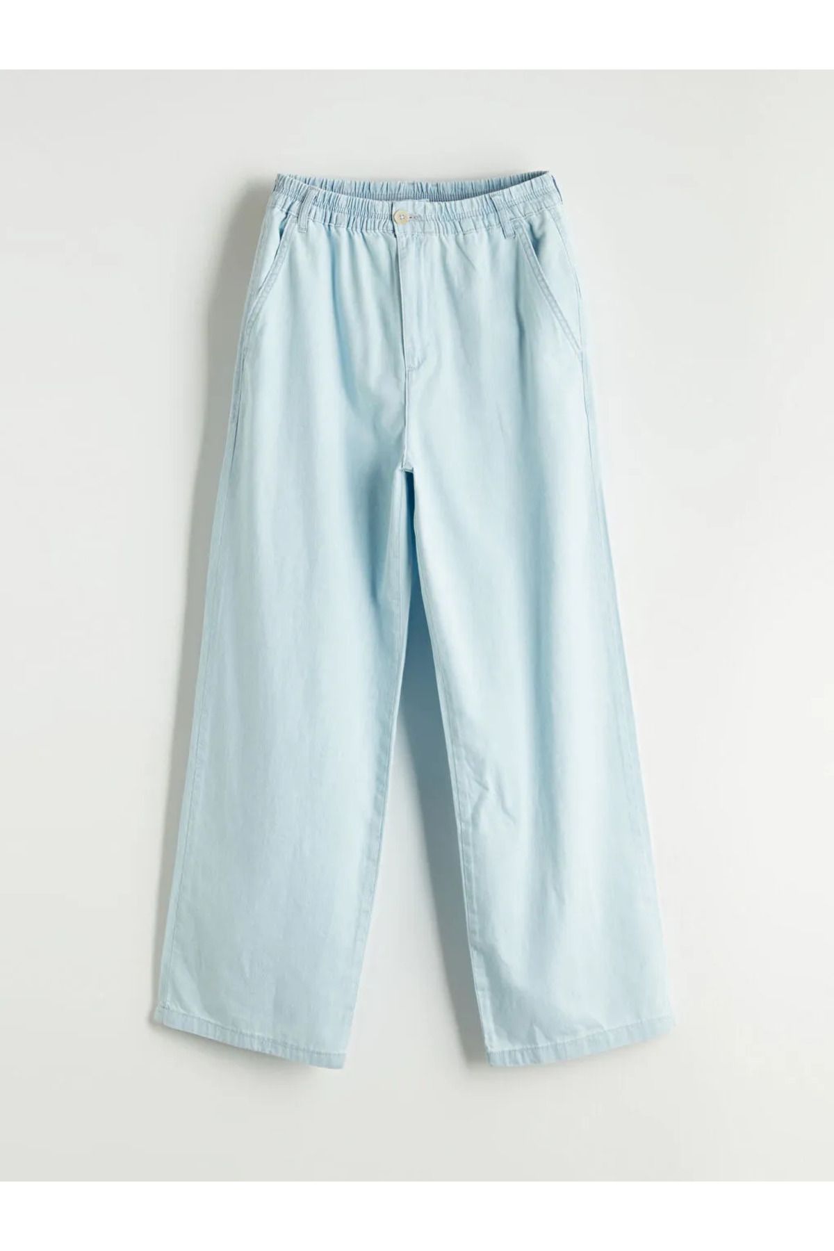 LC Waikiki LCWAIKIKI Classic Indigo Beli Lastikli Straight Fit Kadın Jean Pantolon