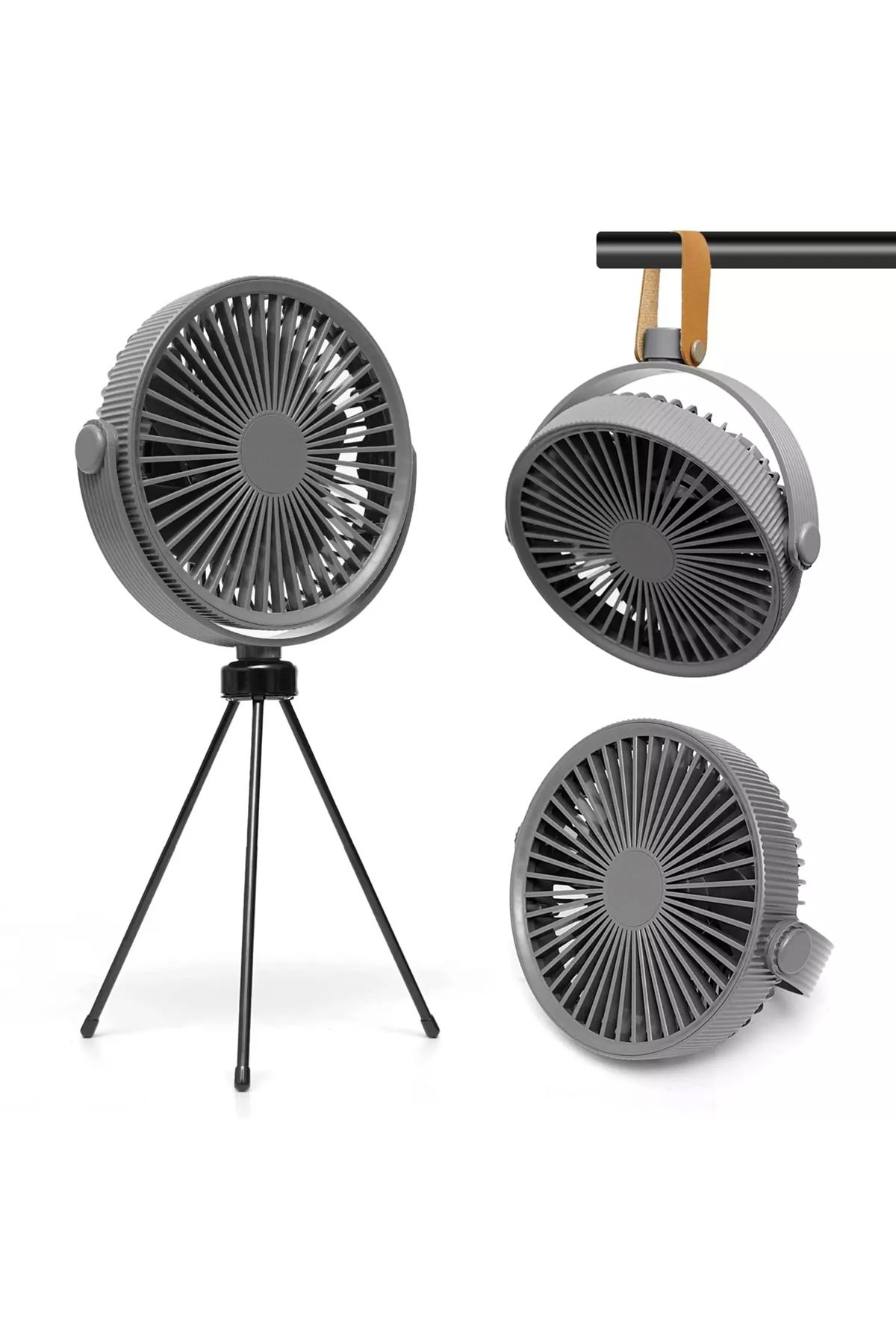 The Wlue Şarjlı Vantilatör / LED Işıklı / 3 Kademeli Hız Ayarı / Tripod ve Askılı Kamp için Fan