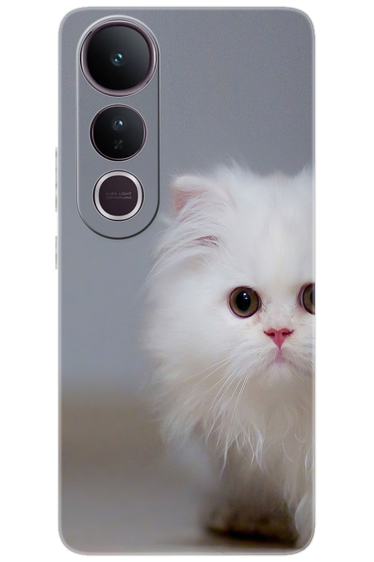 Ceppare Vivo V50 Lite 5G (V2441) Uyumlu Kılıf Desen Baskılı Silikon Beyaz Kedi STK:139 CP-RNKATiR