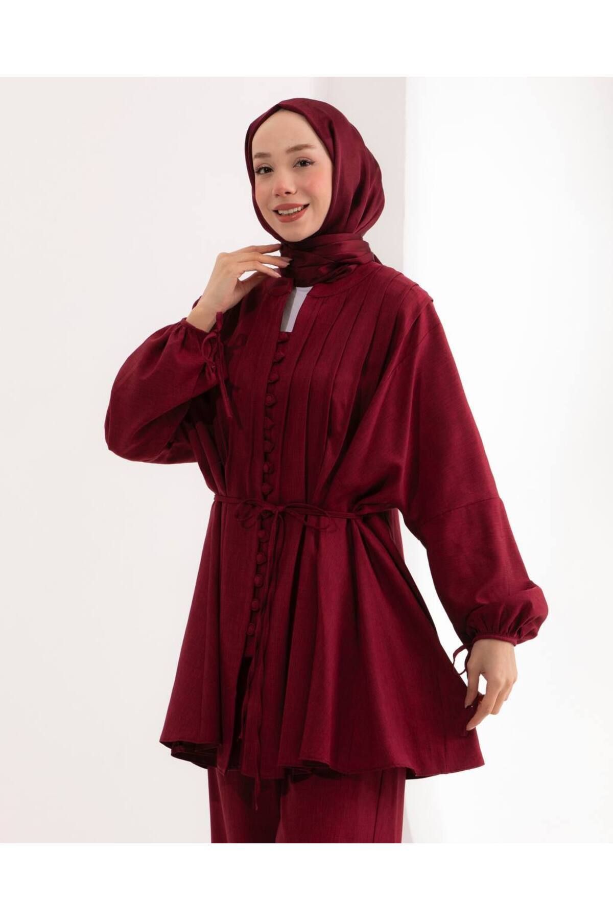 MissPul KOPYA - Düğmeli Tunik Pantolon Takım