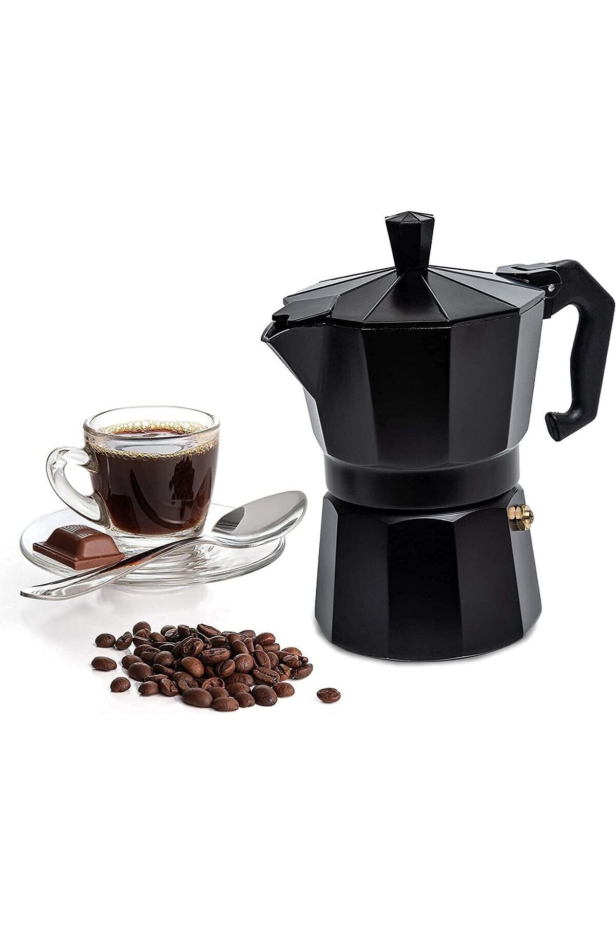 blackcoffee 9 Shot Alüminyum Siyah Moka Pot