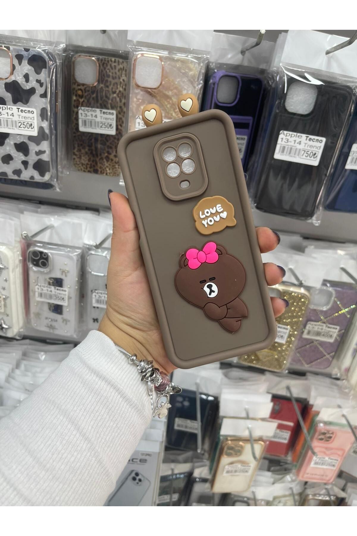 TECNOTREND Redmi Note 9 Pro/Note 9s Uyumlu 3D ayıcıklı silikon kılıf