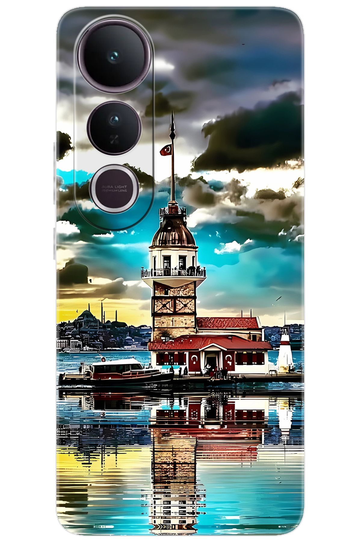 Ceppare Vivo V50 Lite 5G (V2441) Uyumlu Kılıf Desen Baskılı Silikon Kız Kulesi STK:692 CP-AuYnwFW