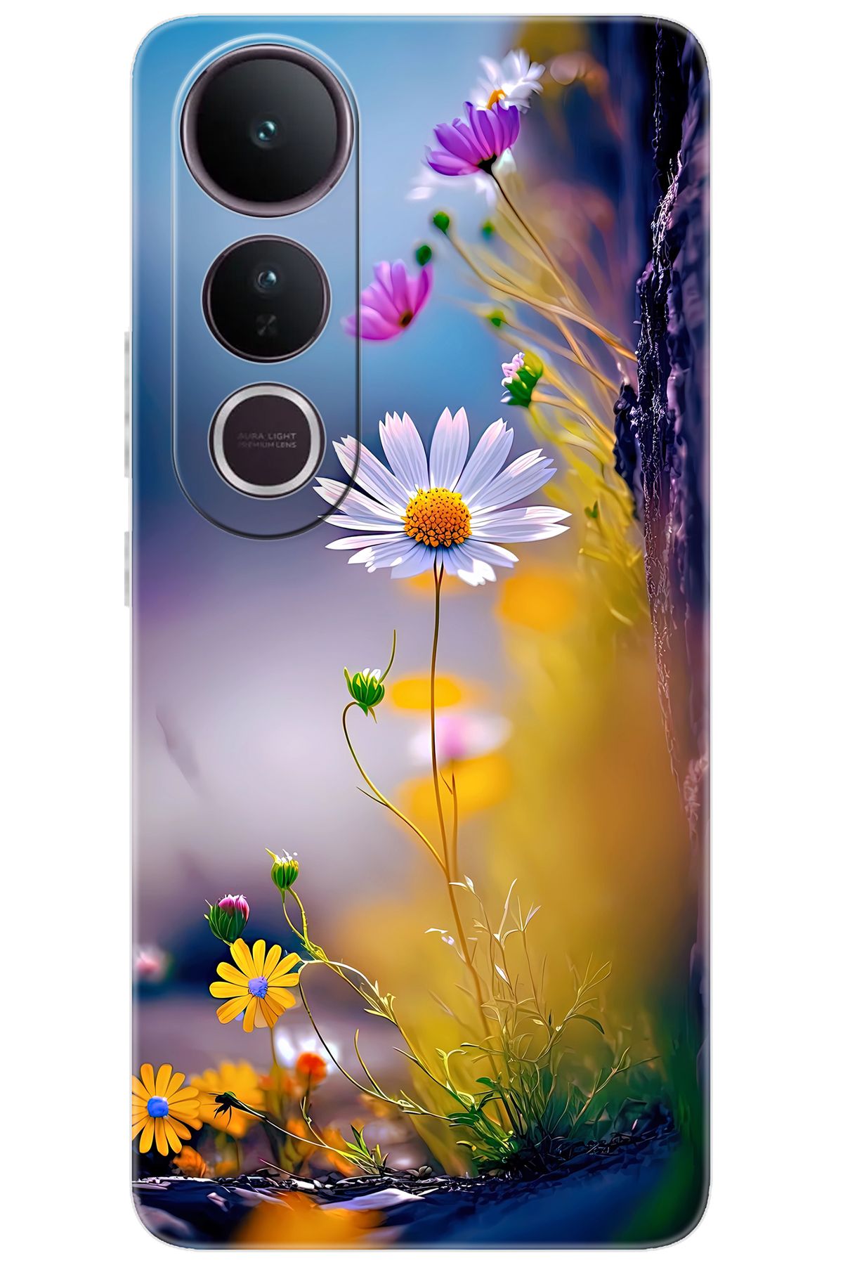 Ceppare Vivo V50 Lite 5G (V2441) Uyumlu Kılıf Desen Baskılı Silikon Papatya Seri STK:1000 CP-VEK91G1