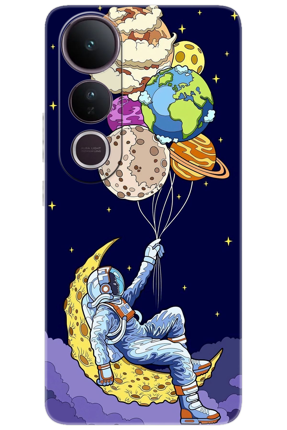 Ceppare Vivo V50 Lite 5G (V2441) Uyumlu Kılıf Desen Baskılı Silikon Astronot STK:729 CP-D9nQ5ZO