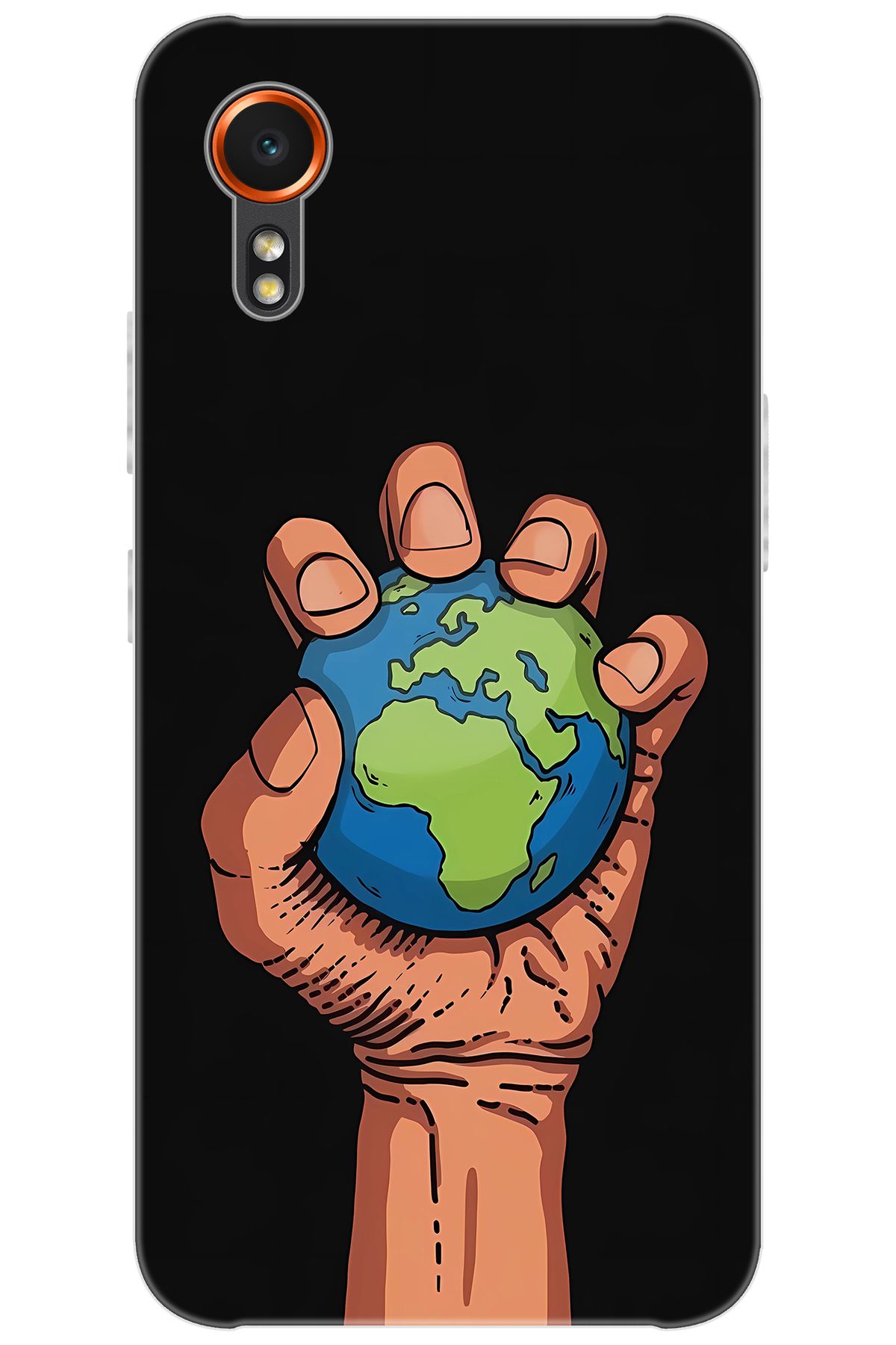 Ceppare Samsung Galaxy XCover7 (SM-G556B) Uyumlu Kılıf Desen Baskılı Silikon El ve Dünya STK:664 CP-ihNMR1A