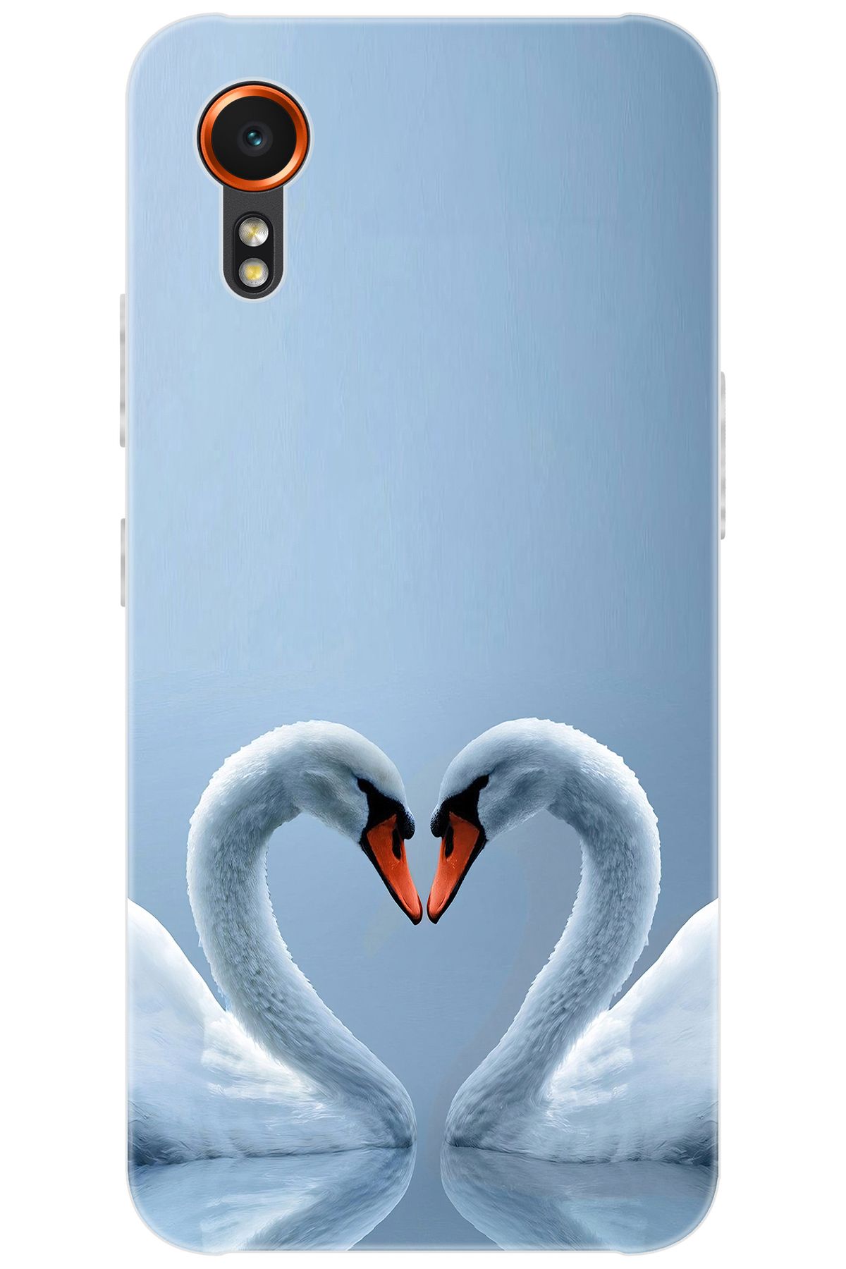 Ceppare Samsung Galaxy XCover7 (SM-G556B) Uyumlu Kılıf Desen Baskılı Silikon Kuğ ve Kalp STK:305 CP-nrUPDHu