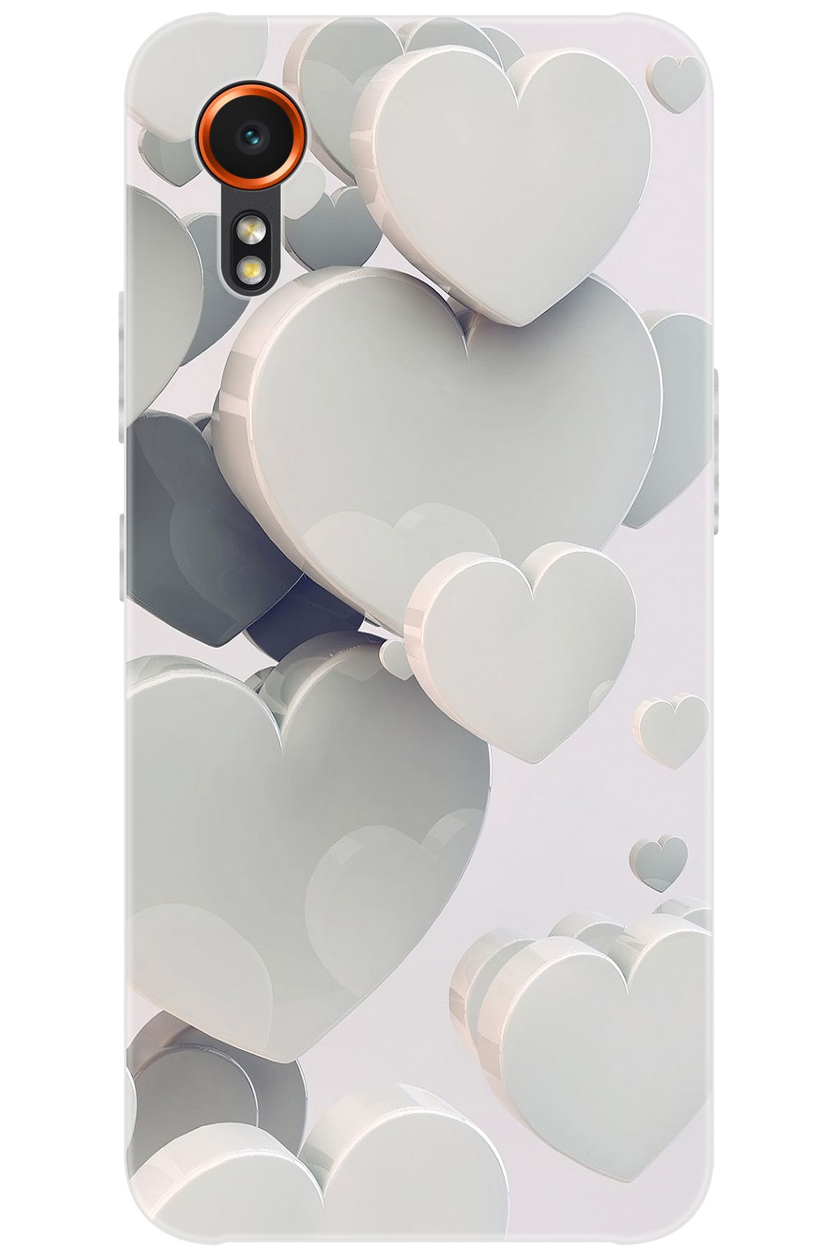Ceppare Samsung Galaxy XCover7 (SM-G556B) Uyumlu Kılıf Desen Baskı Silikon Beyaz Kalpler STK:259 CP-wBAiLKU