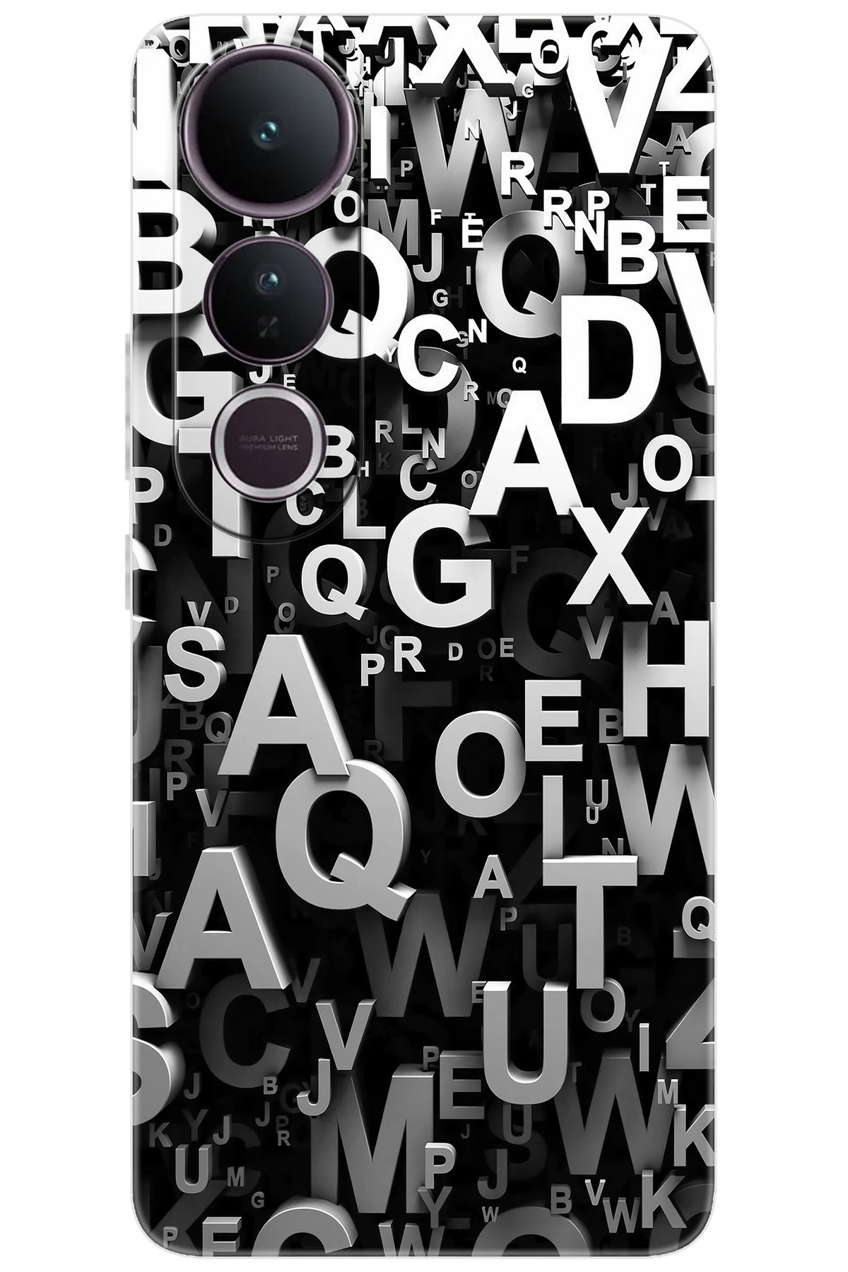 Ceppare Vivo V50 Lite 5G (V2441) Uyumlu Kılıf Desen Baskılı Silikon Harfler STK:739 CP-wczx0uk