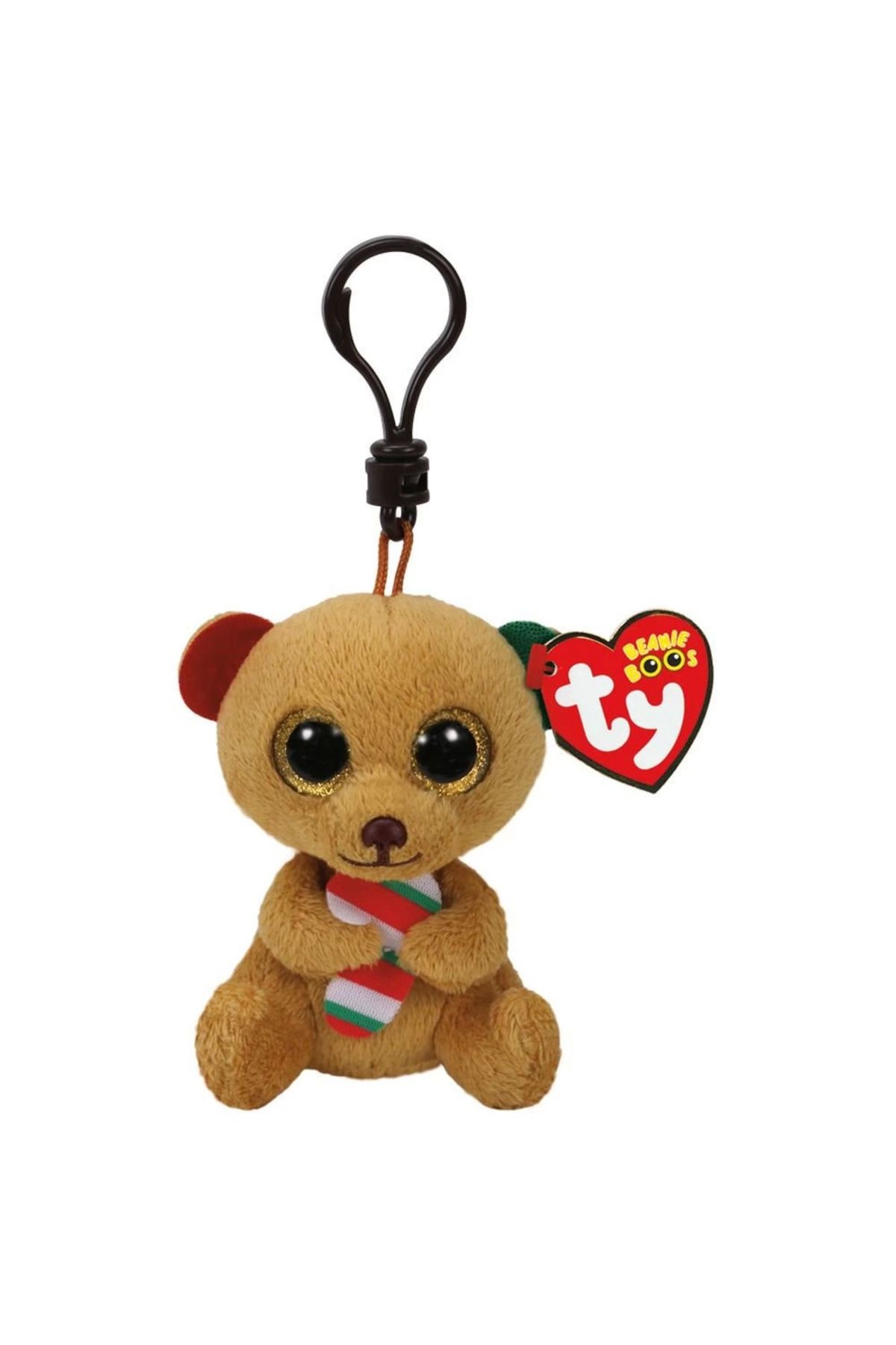 Emperium TY Bella - Brown Bear W/Candy Cane Peluş Anahtarlık