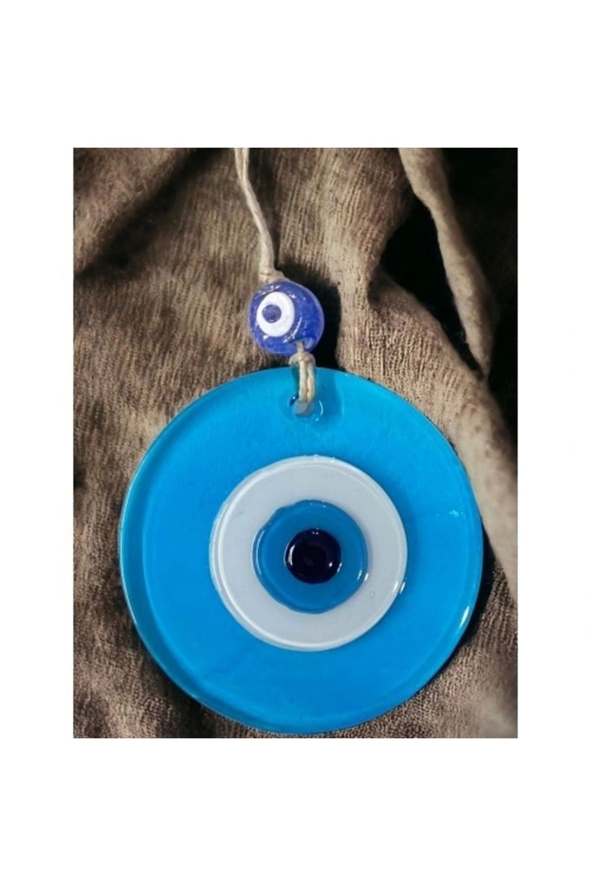 ShopNova Şeffaf Mavi Nazar Boncuklu Duvar Süsü 10 Cm Cam Duvar Dekoru