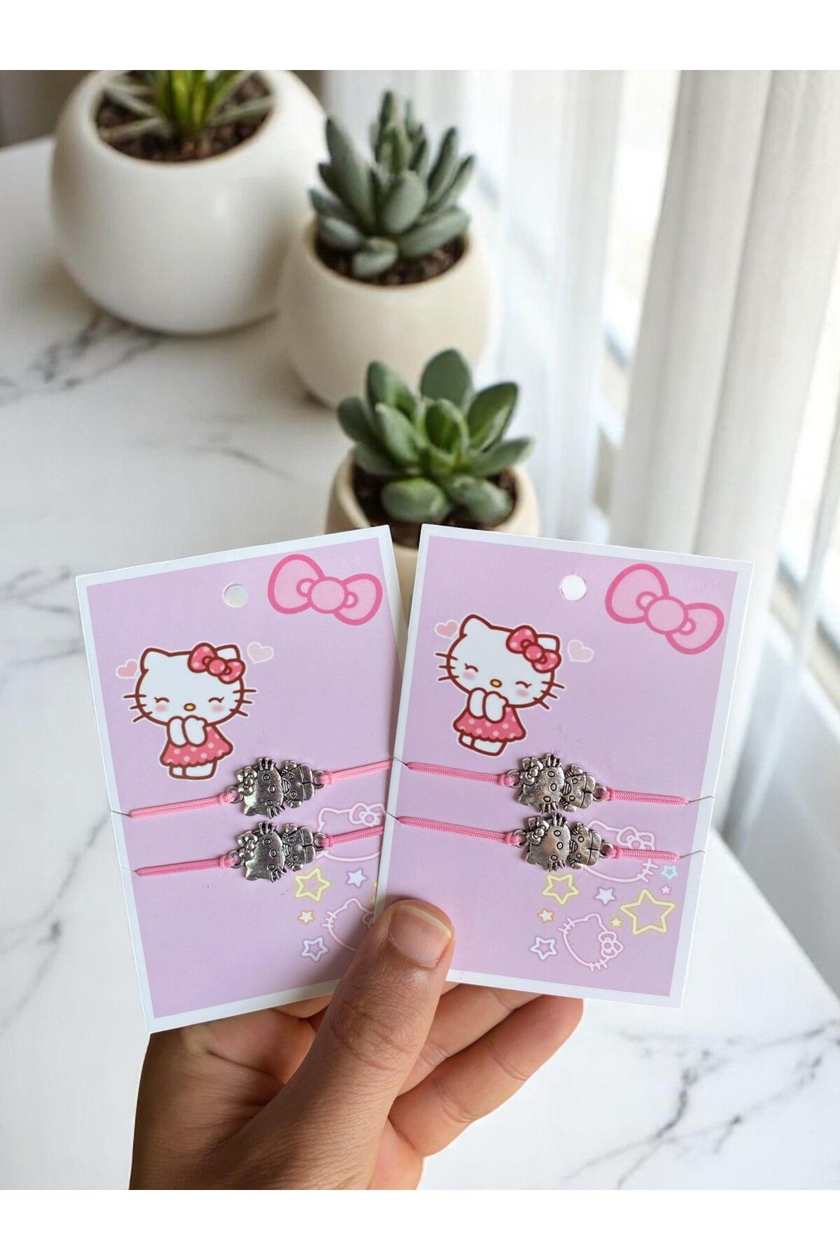 VerdeHome 4'lü ( 2 ADET ) Hello Kitty Arkadaşlık Bileklik Best Friends Bileklik