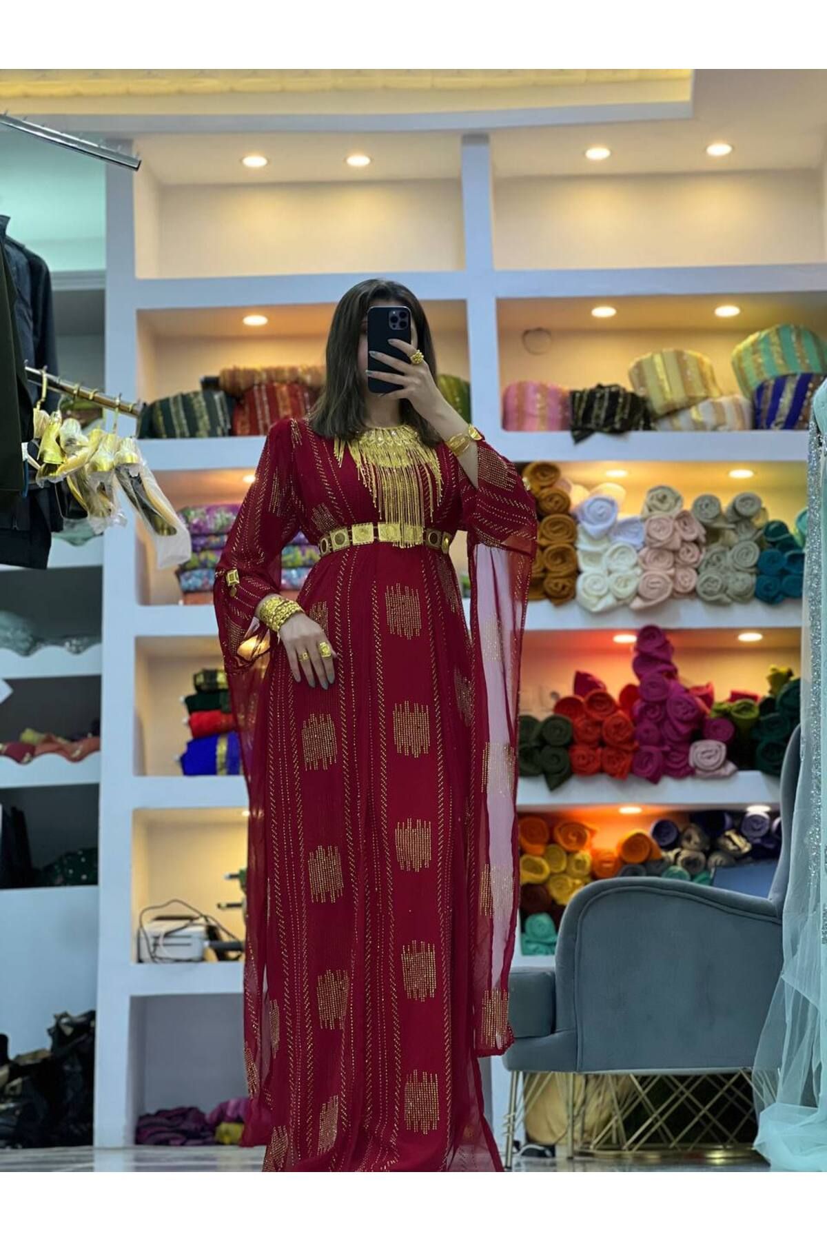 SOLİN YÖRESEL Kadın Yöresel Elbise Düğünük Kaftan Abiye(Görseldeki Aksesuarlar Dahil Değildir)