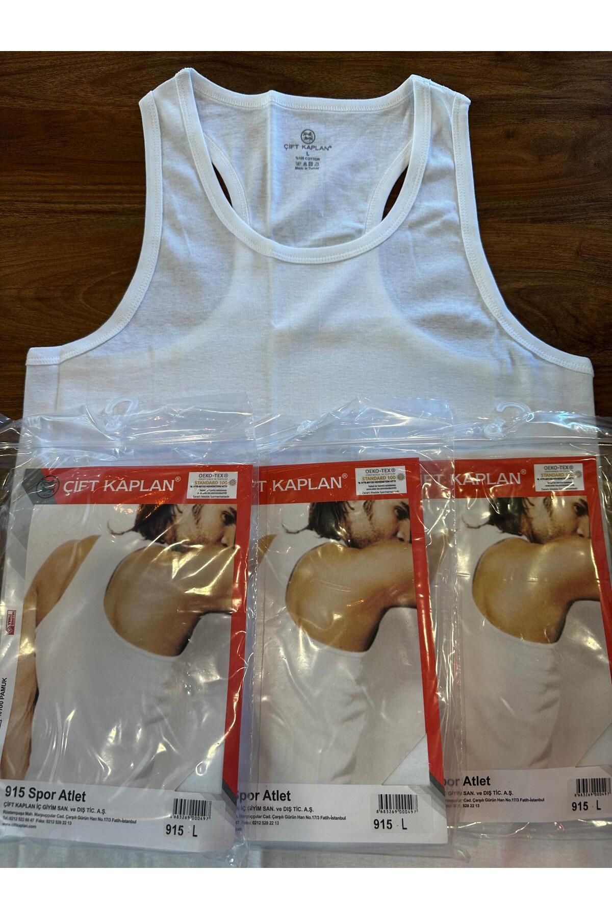 Çift Kaplan %100 Pamuk Ribana Erkek Sporcu Atlet 3'lü Paket