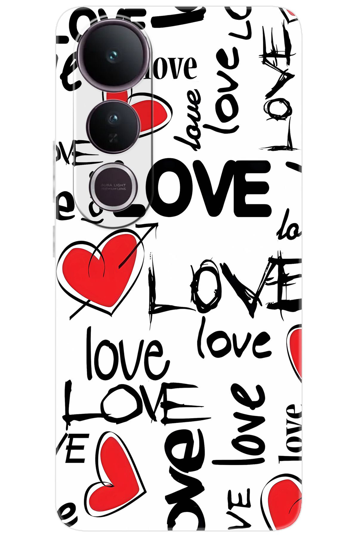 Ceppare Vivo V50 Lite 5G (V2441) Uyumlu Kılıf Desen Baskılı Silikon Love Kalpler STK:638 CP-3KfUPp2