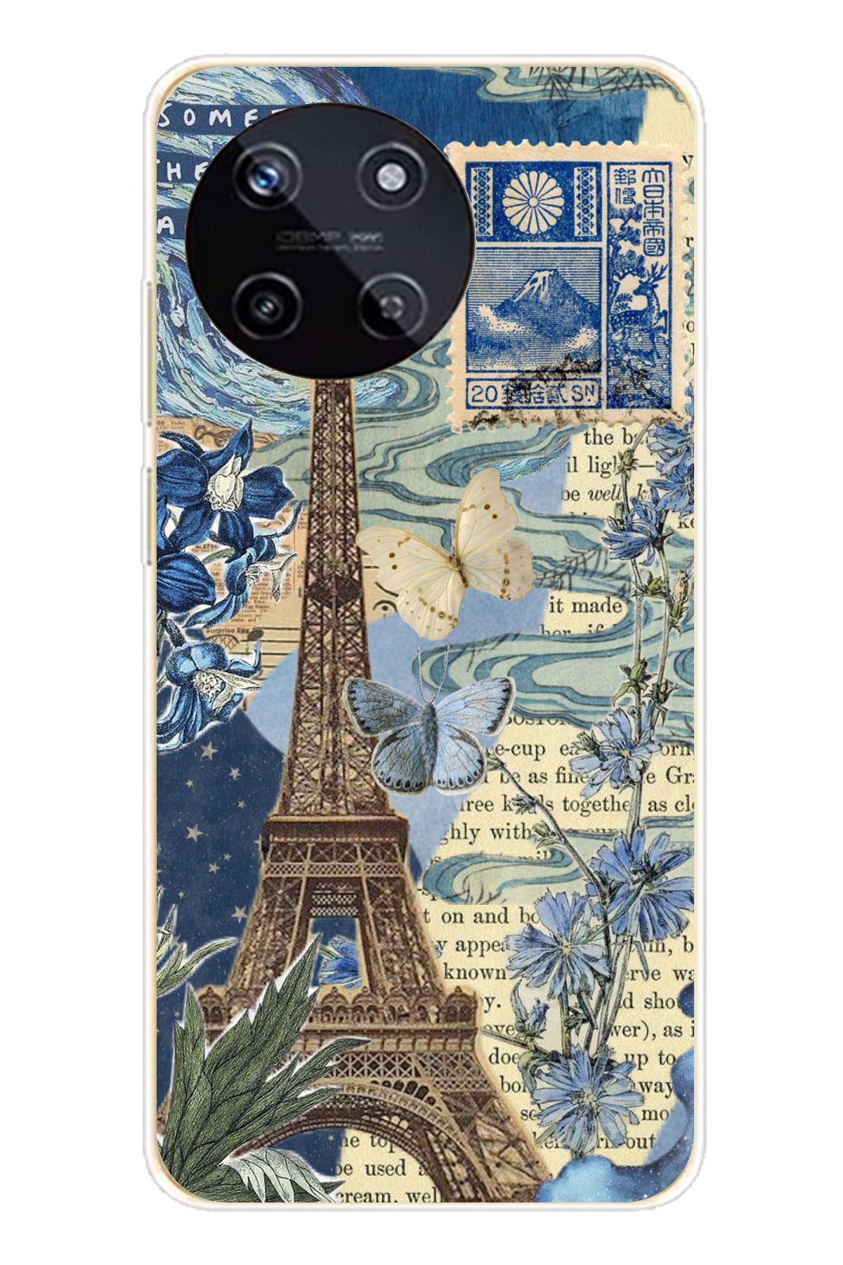TechTree Realme 11 4G Uyumlu Paris ve Eyfel Kulesi Şeffaf Silikon Kılıf