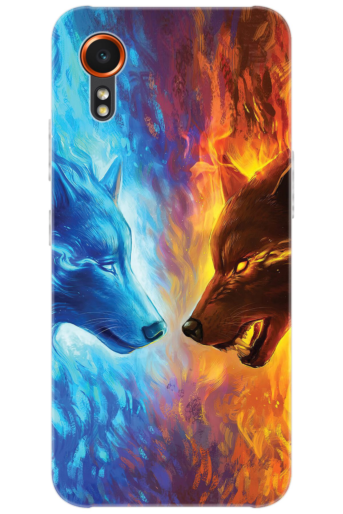 Ceppare Samsung Galaxy XCover7 (SM-G556B) Uyumlu Kılıf Desenli Silikon Alev ve Kurtlar STK:489 CP-WuZQeHJ