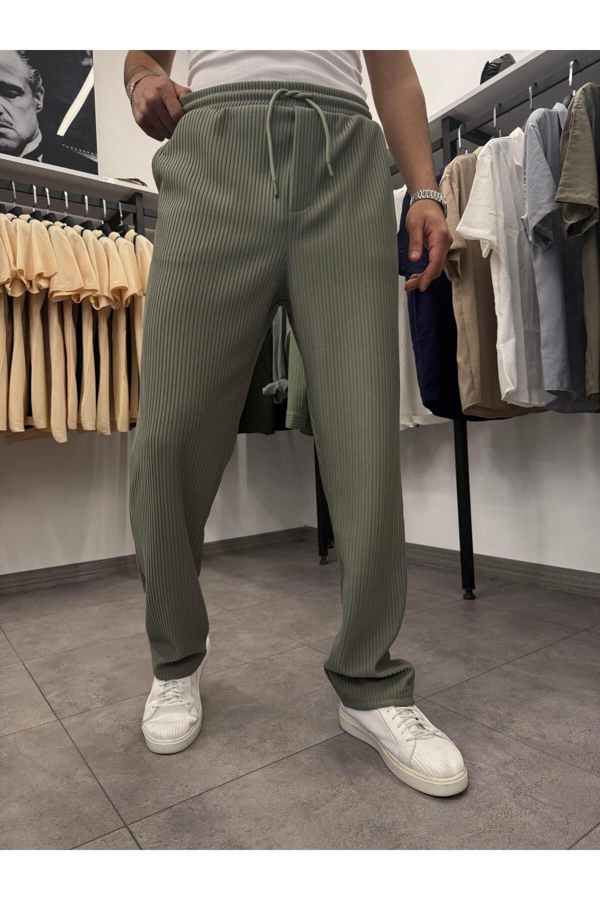 Butik Ottoman Kumaş Baggy Kalıp Eşofman Çağla Yeşili