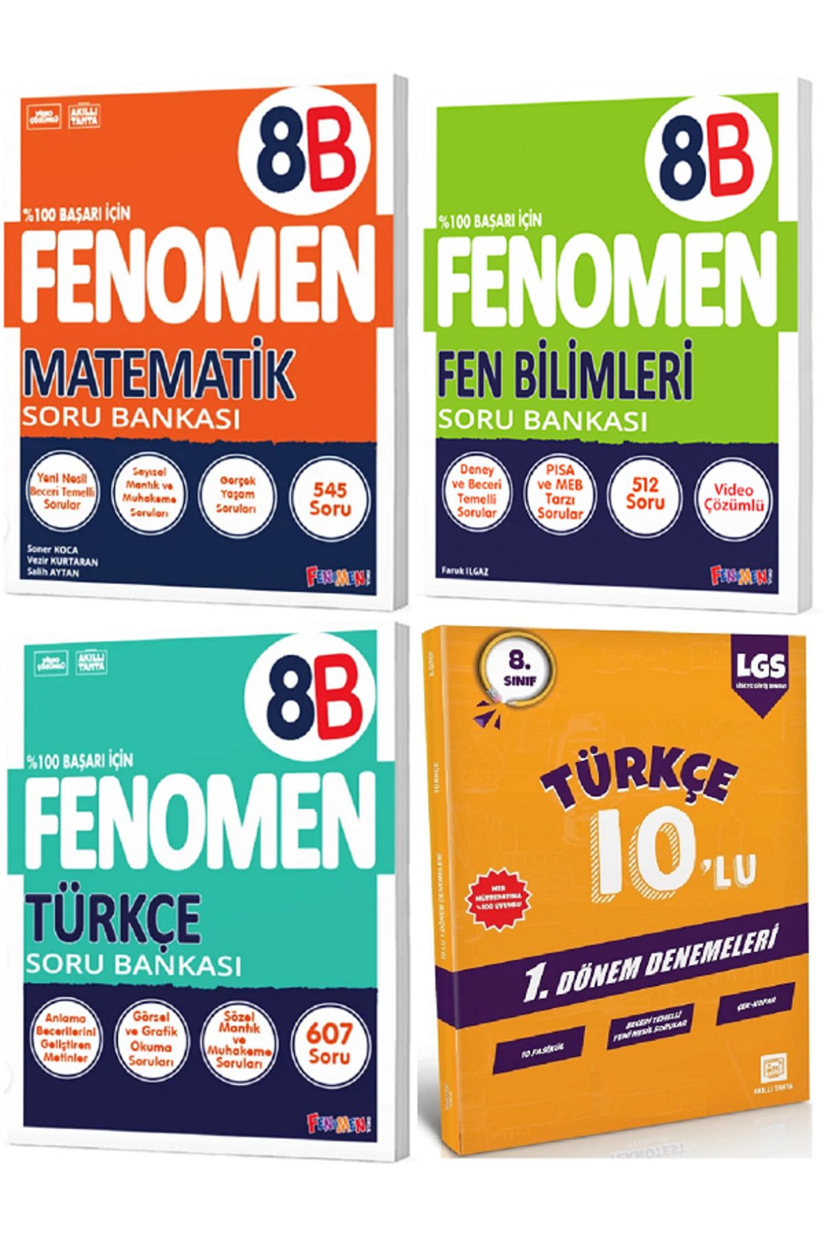 Efsane Yayınları 8.Sınıf Fenomen 8B Matematik + Türkçe + Fen Soru Bankası / 10'Lu Türkçe Deneme HEDİYE - 4 KİTAP