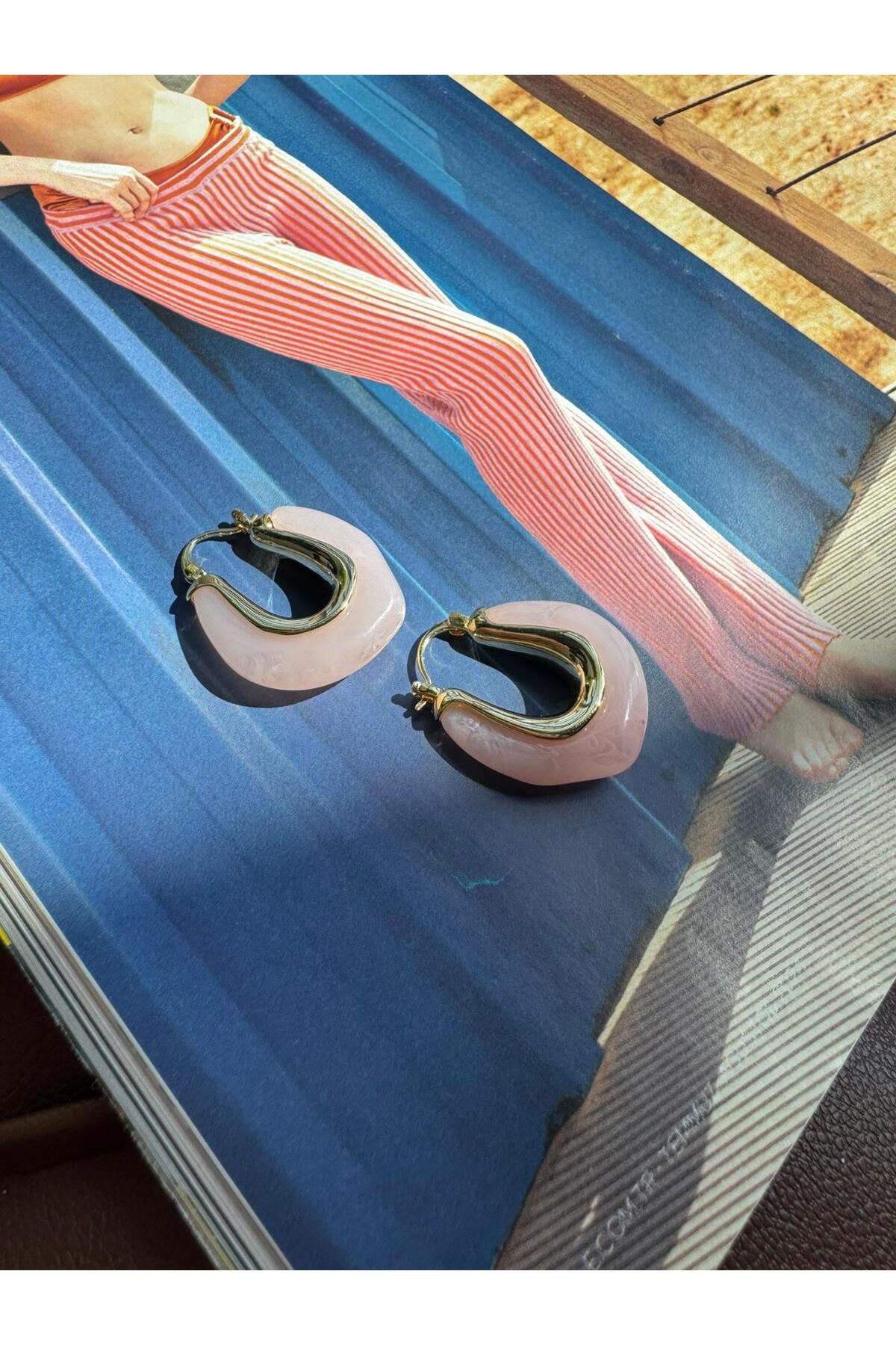 MODA Çelik Pembe Yaz Küpesi 2,5 cm