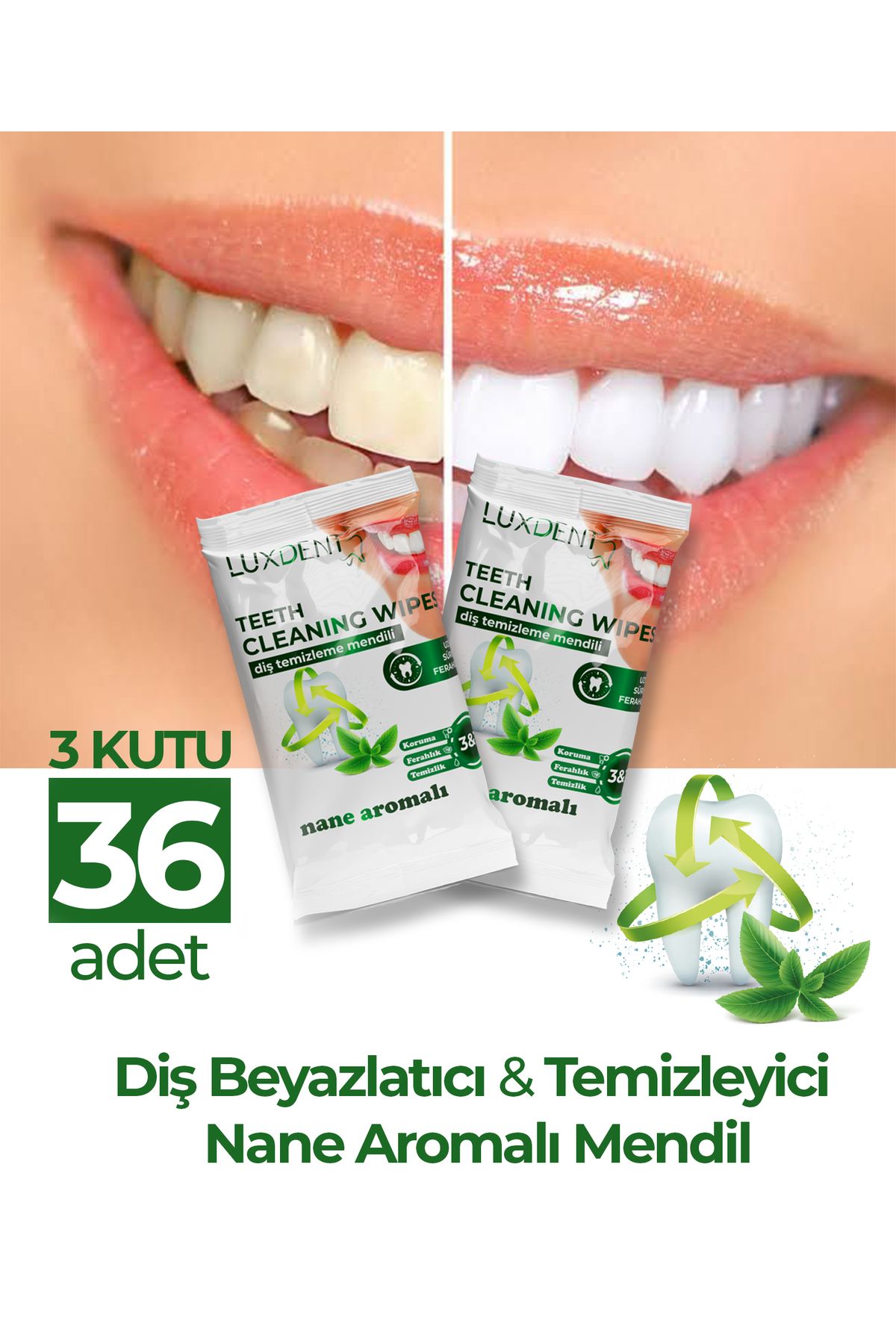 محصولات سفیدکننده دندان بازنمایی نعناع سریع تمیز کننده و کردن سفید 3 جعبه 36 قطعه Luxdent