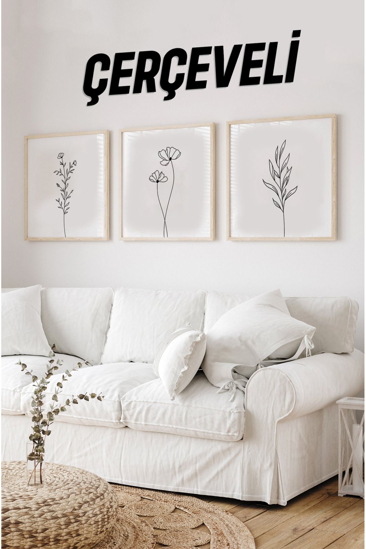 kutuTR 9Ahşap Çerçeveli Mdf Kare Tablo Seti Salon Ve Oturma Odası Için KR4029