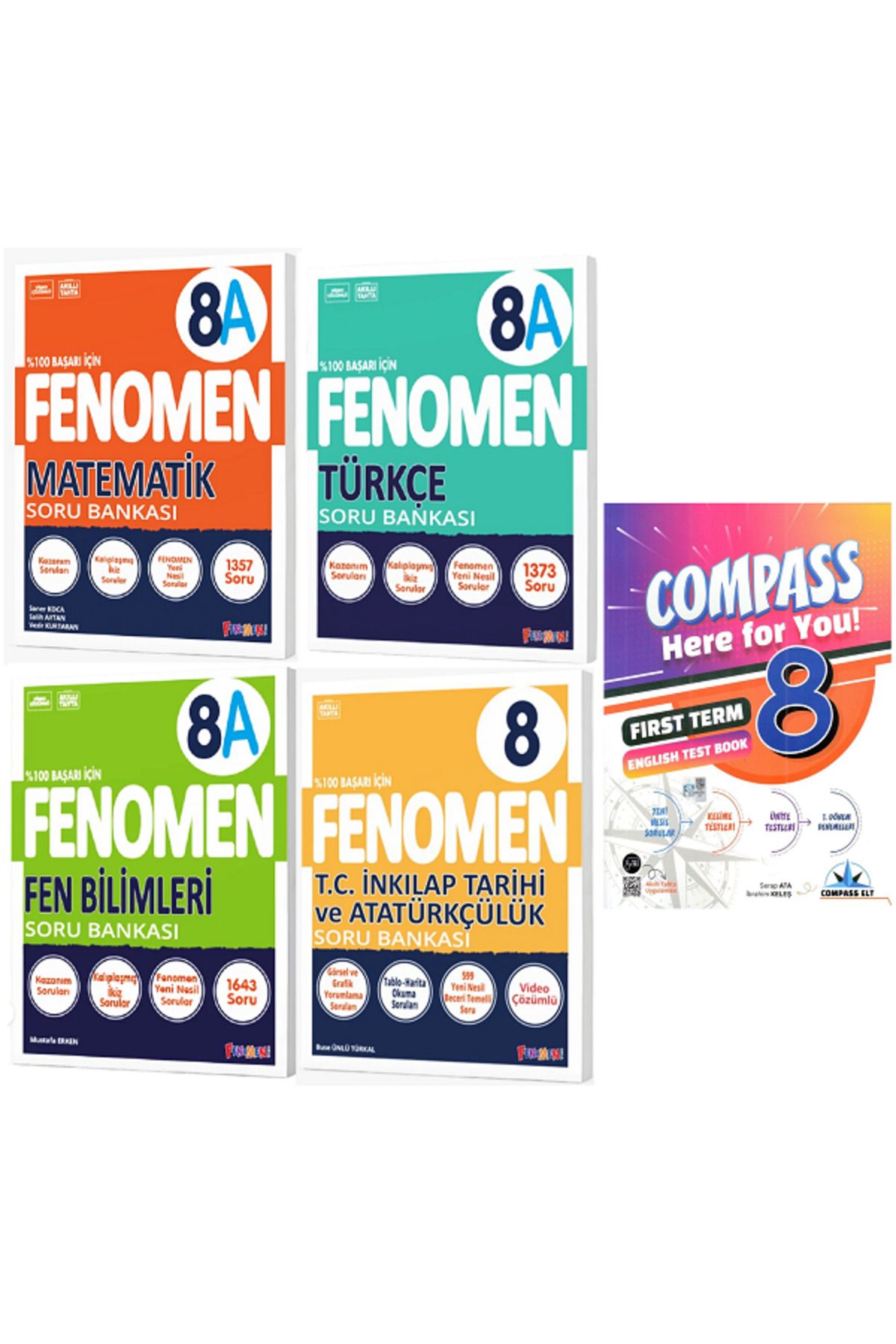 Efsane Yayınları 8.Sınıf Fenomen 8A Matematik + Türkçe + Fen + İnkılap Soru Bankası / İngilizce Test HEDİYE - 5 KİTAP
