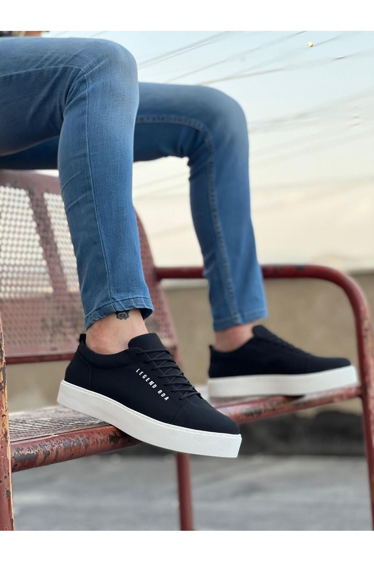 Byshoes BA0104 Bağcıklı Nubuk Spor Klasik Siyah Erkek Ayakkabı