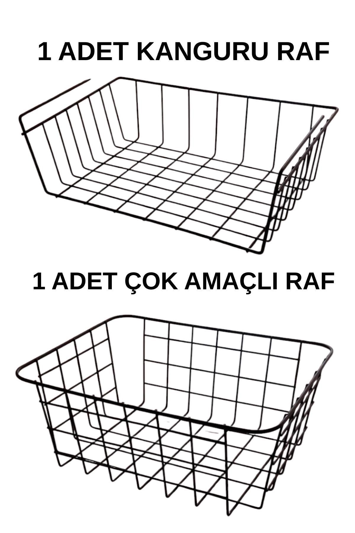 İLİVA 2'Li Dolap İçi Düzenleyici 1 Adet Kanguru Raf 1 Adet Çok Amaçlı Sepet