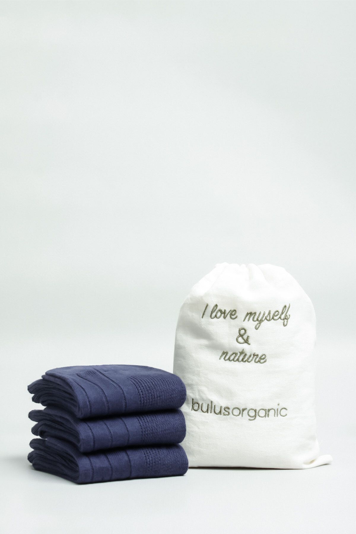 Buluş Organic 3'lü Lacivert %100 Pamuk Organik Lastiksiz Soket Çorap (Ekstra Ter Emici)
